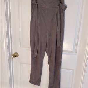 Abbeline Gray Nubock Pants with Relaxed Fit and Tie Waist and Back Zipper- M EUC